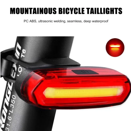 Luz Trasera MTB Roja Luz Trasera Bici USB Recargable