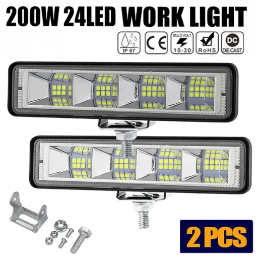 Luz de trabajo LED plana de 15 cm, 24 LED, 12 Uds.