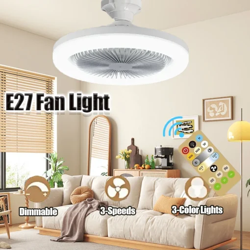 Luz de ventilador LED moderna de 3 velocidades