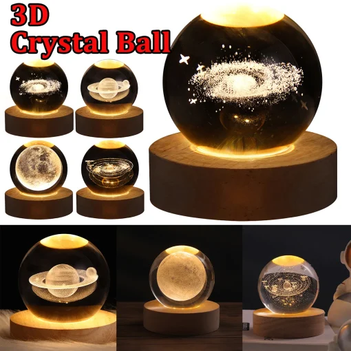 Luz nocturna LED USB con Luna del planeta 3D