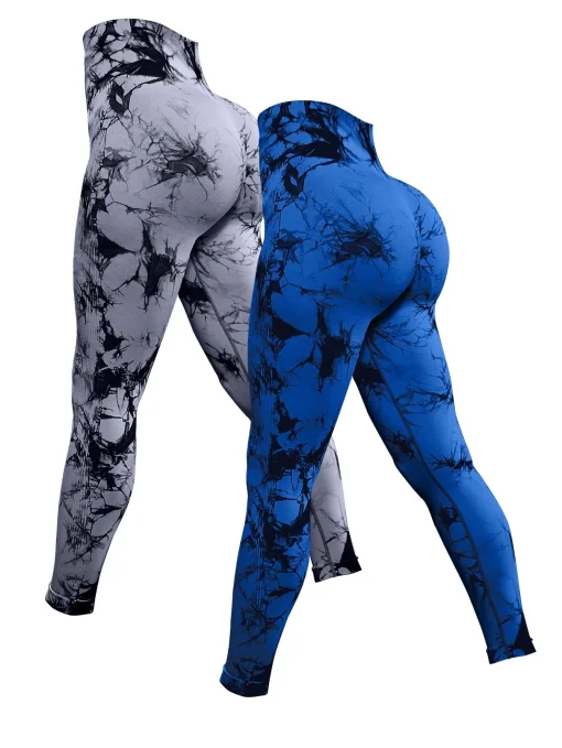 Mallas Deportivas Tie Dye para Yoga Leggings de 2 Piezas