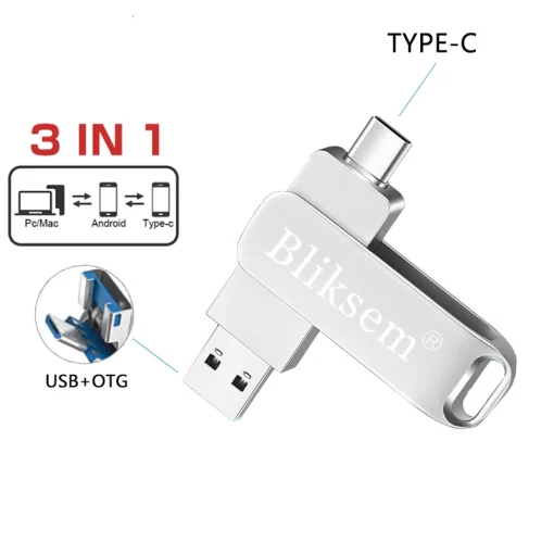 Memoria USB 64GB OTG 128GB tipo C, USB 2.0