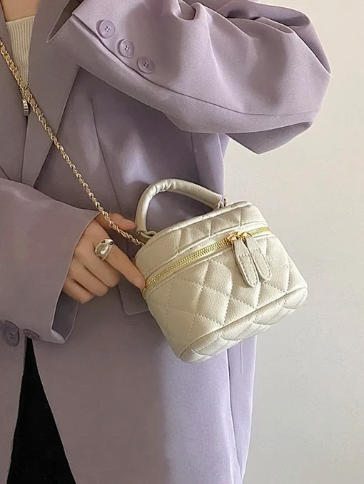 Mini bolso acolchado de cadena rombos cuadros mujer