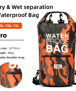 Mochila con bolsa seca impermeable de 30l y 15l para kayak