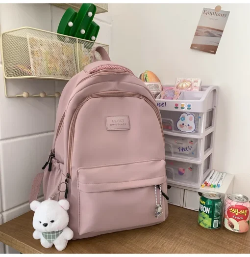 Mochila escolar japonesa gran capacidad Niña moderna y versátil Unisex material poliéster Muñeca