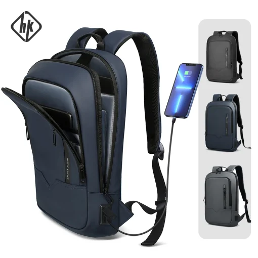 Mochila fina HK para hombres, mochilas de 15,6 pulgadas