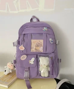 Mochilas escolares para niñas adolescentes, en rosa y morado