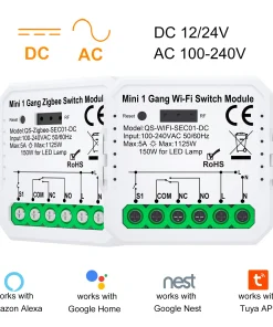 Módulo Interruptor Inteligente ZigBee WiFi Tuya CC 1224V CA 100-240V