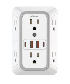 Multienchufe de pared EE. UU. con 6 enchufes de CA, 4 puertos USB (2 tipo C)