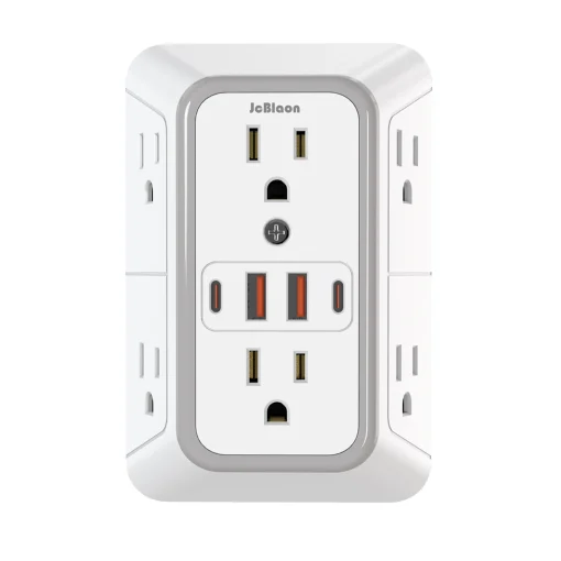 Multienchufe de pared EE. UU. con 6 enchufes de CA, 4 puertos USB (2 tipo C)