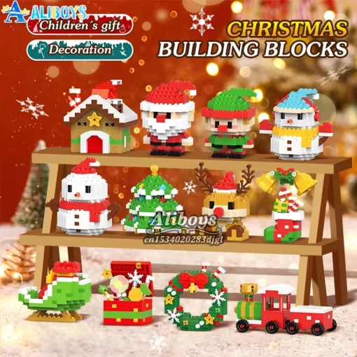 Navidad Bloque de Construcción Santa Claus muñeco de nieve alce árbol micro ladrillo rompecabezas modelo montaje decoración del hogar fiesta navidad regalo juguete para niños