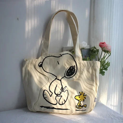 Nueva bolsa de hombro de lona de Snoopy de dibujos animados