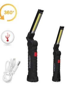 Nueva linterna LED COB portátil recargable por USB