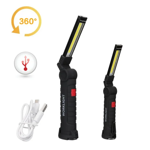 Nueva linterna LED COB portátil recargable por USB