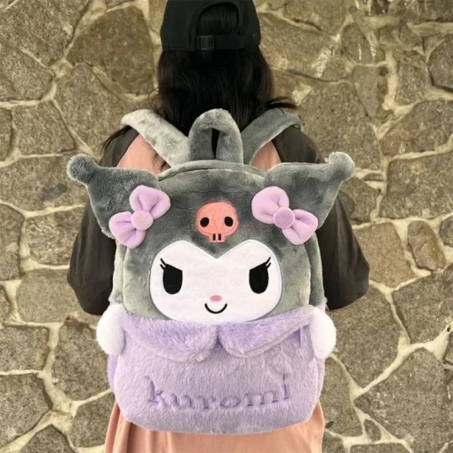 Nueva mochila de felpa linda rollo de canela negra