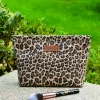 Organizador de maquillaje grande con estampado de leopardo