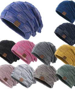 Otoño e invierno felpa de color mixto gorro de punto versátil con cálido y de moda gorro jersey, Europa y América invierno h