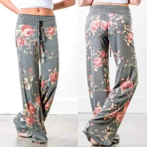 Pantalón de yoga ancho estampado holgado informal para mujer de la talla S a 8XL