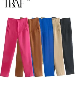 Pantalón lápiz de cintura alta para mujer TRAF 2023