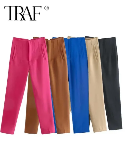 Pantalón lápiz de cintura alta para mujer TRAF 2023