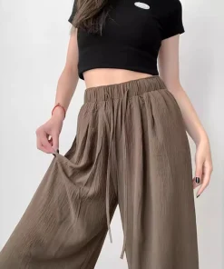 Pantalones Anchos de Verano para Mujer Japoneses de Seda de Hielo