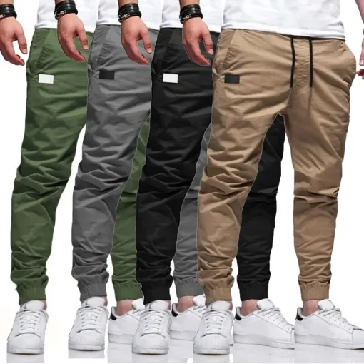 Pantalones casual sólidos de tela tejida