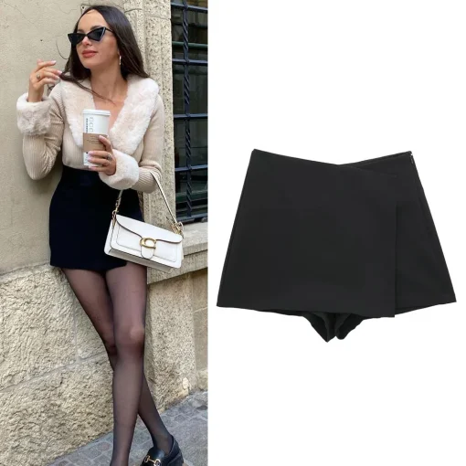 Pantalones cortos y faldas de tiro alto para mujer TRAF