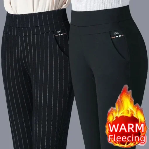 Pantalones de forro polar finos y gruesos para invierno