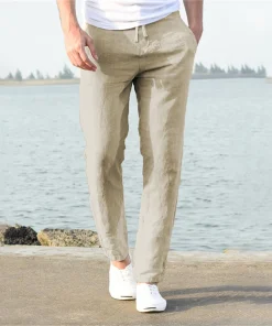 Pantalones de lino de algodón para hombre