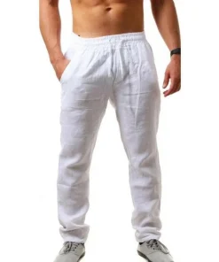 Pantalones de lino de algodón para hombre