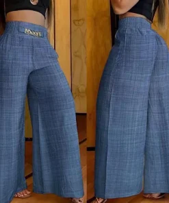 Pantalones de pernera ancha clásicos de cintura alta