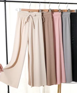 Pantalones de verano sueltos de seda helada