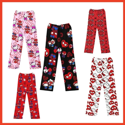 Pijama Mujer Largo Muñecos Spiderman Hello Kitty