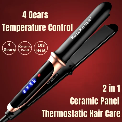 Plancha de pelo profesional 2 en 1 con 4 ajustes de temperatura