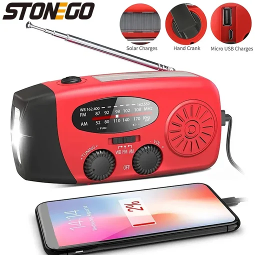 Radio FM multifuncional STONEGO generador de manivela