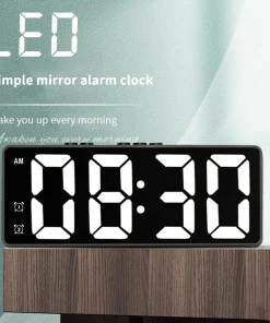 Reloj LED Espejo Mesa Despertador Alarma