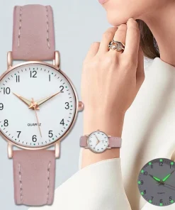 Reloj Moda Mujer Cuero Cuarzo Relojes Elegancia Luz