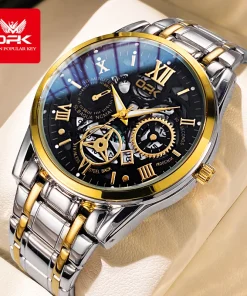 Reloj OPK8135 para hombres, correa acero, luminoso