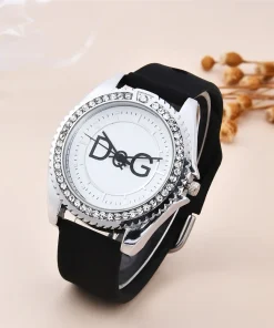 Reloj de lujo para mujer con correa de piel y esfera con incrustaciones de diamantes de imitación