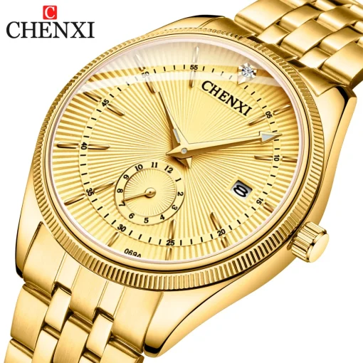 Reloj de pareja casual CHENXI de lujo dorado