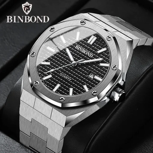 Reloj de pulsera BINBONG clásico, de cuarzo para hombre