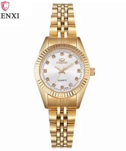 Reloj de pulsera impermeable dorado de lujo para mujer, con diamantes de imitación, marca CHENXI