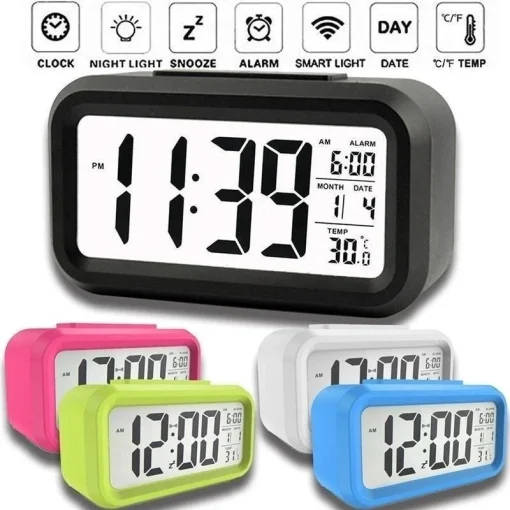 Reloj despertador LCD digital con termómetro