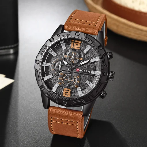 Reloj digital de cuarzo de cuero para hombre de negocios