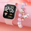 Reloj electrónico rectangular rosa de silicona para ocio