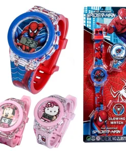 Reloj infantil de Spiderman y Hello Kitty con linterna