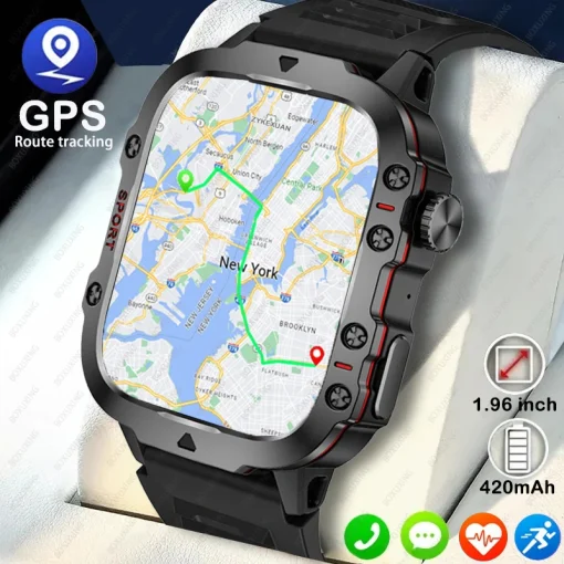 Reloj inteligente GPS militar resistente para Xiaomi, 1,96 AMOLED