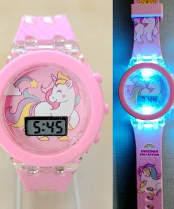 Relojes de dibujos animados con luz para niños