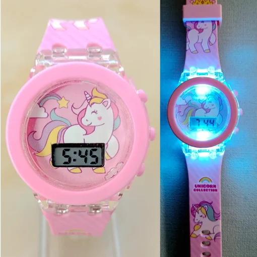 Relojes de dibujos animados con luz para niños