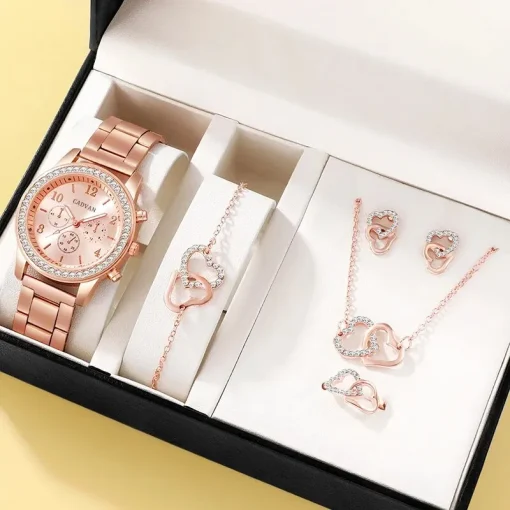 Relojes de mujer de 6 piezas, lujo